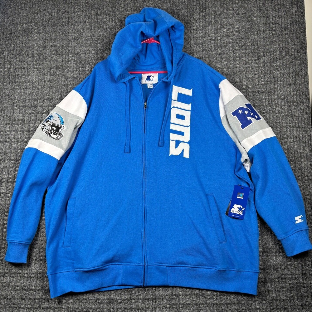 Starter Detroit Lions Full Zip Hoodie NFL Graphic Blue 5XL